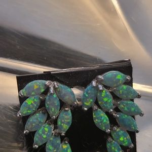 Green Opal pierced earrings
